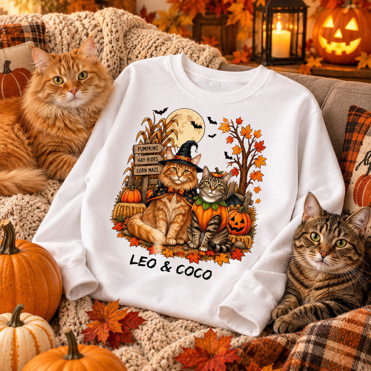 Halloween Dog Cat Upload Photo - Personalized Shirt - Halloween Gift For Dog Lovers, Cat Lovers