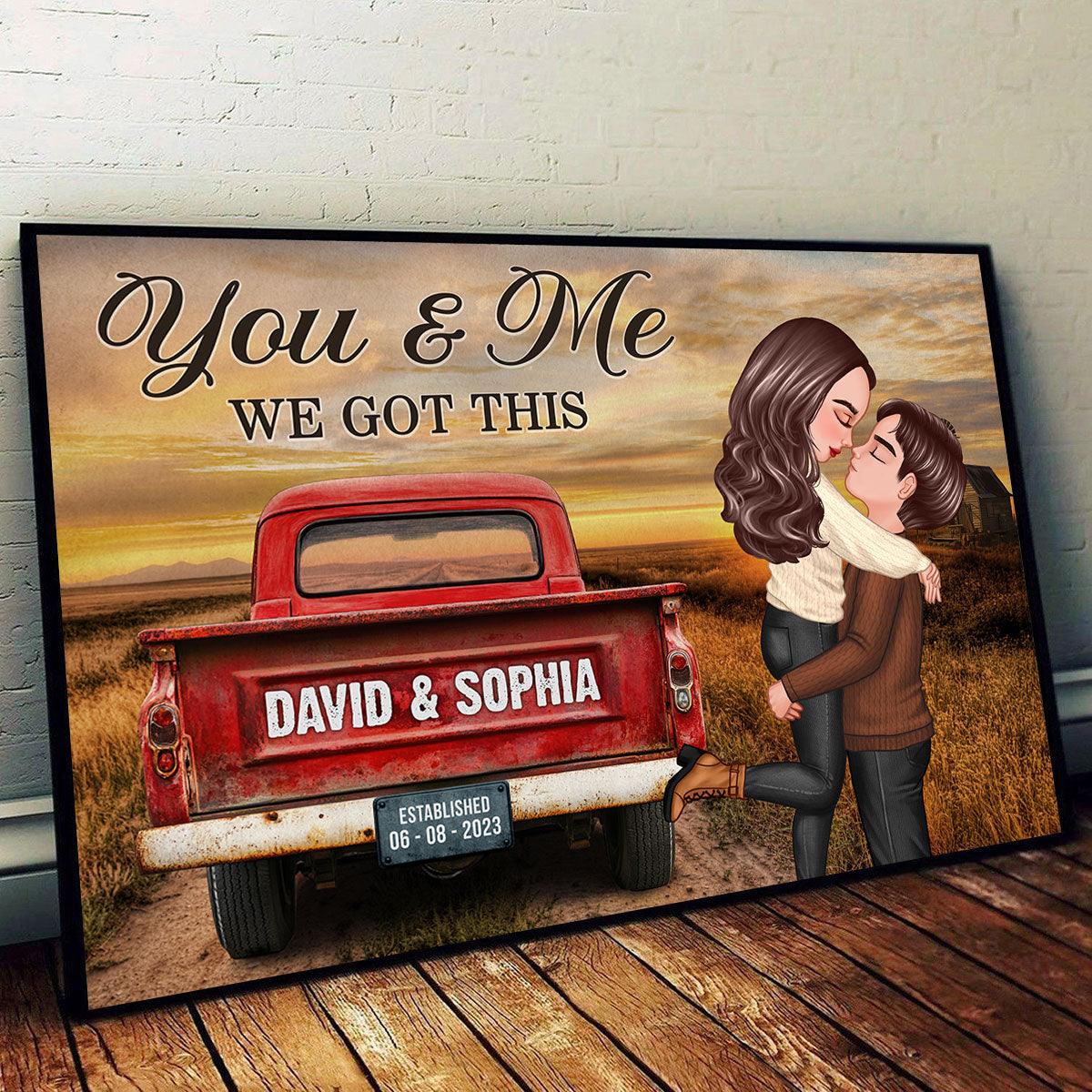 God Knew My Heart Needed You Pretty Couple Vintage Truck Farmhouse Personalized Poster