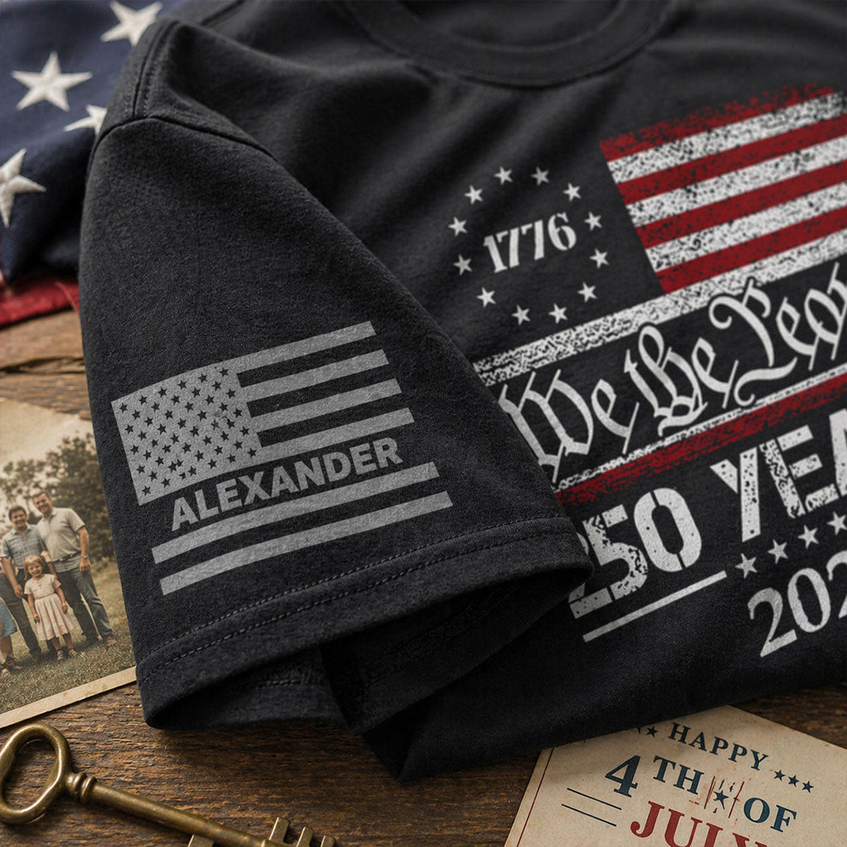 We The People Custom Name - Personalized Sleeve Printed Shirt - United States 250th Anniversary USA Patriotic