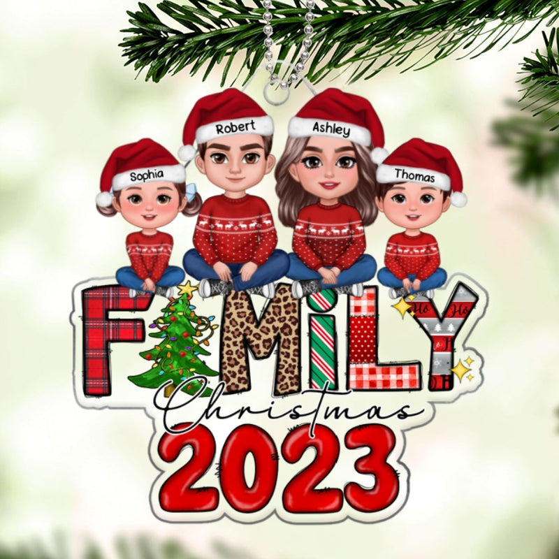 Family Christmas 2023 Christmas Pattern Personalized Acrylic Ornament