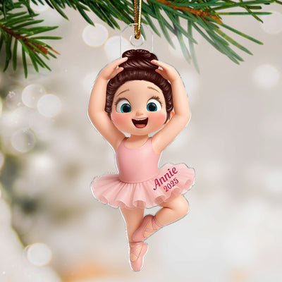 3D Effect Ballerina Little Girl Christmas Personalized Acrylic Ornament