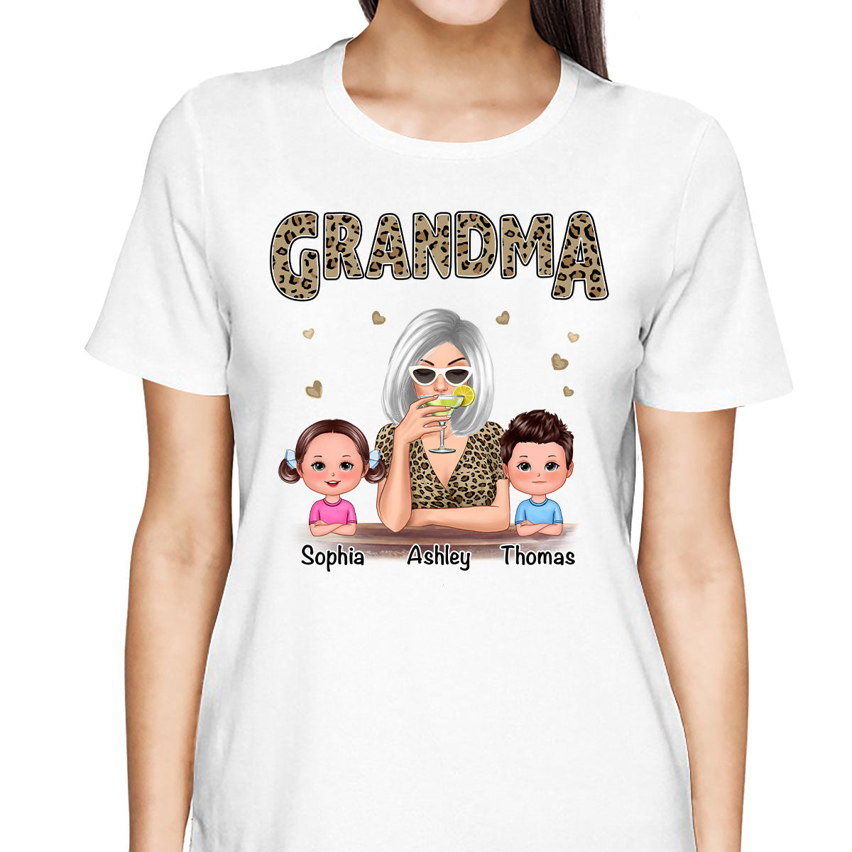 Leopard Shirt Grandma Grandkids Personalized Shirt