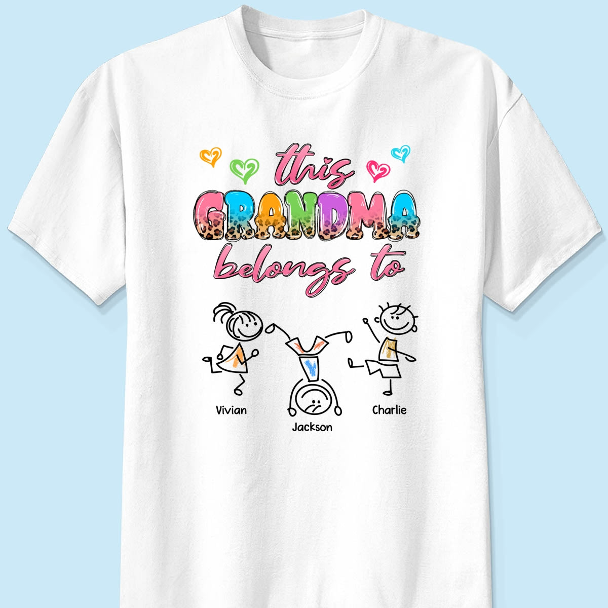 This Grandma Mom Colorful Half Leopard Drawing Personalized Shirt