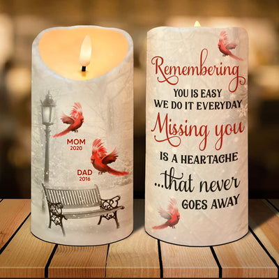 Cardinals Winter Memorial Personalized LED Candle, Remembrance Gift, Sympathy Gift