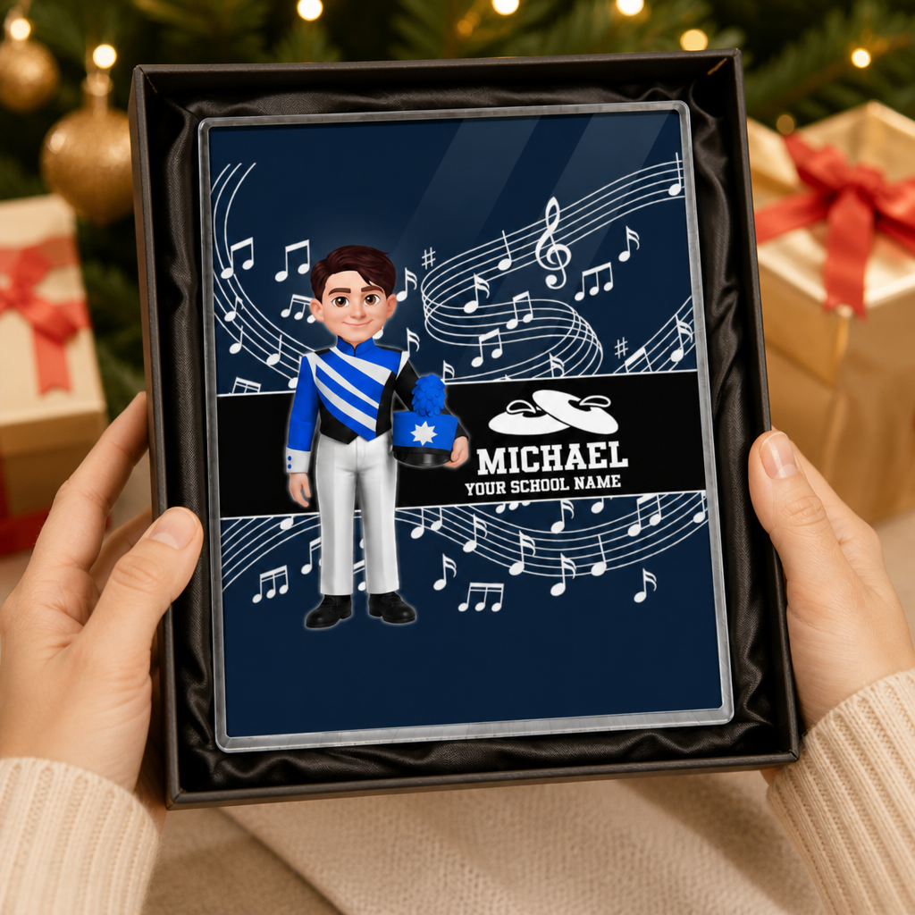 Custom Music Marching Band, Orchestra, Personalized Name, Color, School, Instrument, Trumpet, Clarinet, Tuba, Violine - Personalized Acrylic Block Plaque - Christmas Gift For Son, Grandson, Daughter, Granddaughter