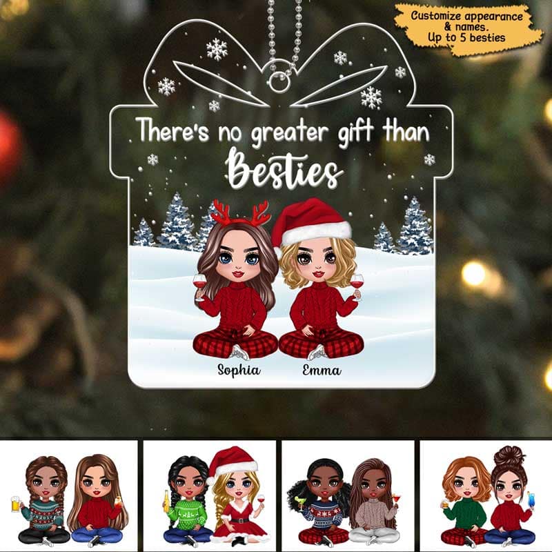 No Greater Gift Than Sisters Besties Personalized Acrylic Ornament