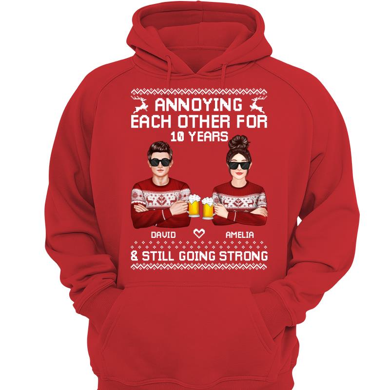 Annoying Each Other Ugly Sweater Pattern Christmas Personalized Shirt