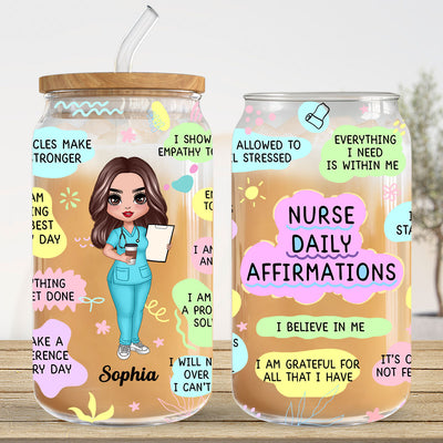 Nurse Daily Affirmations Nurse Appreciation Gift Personalized Clear Glass Can