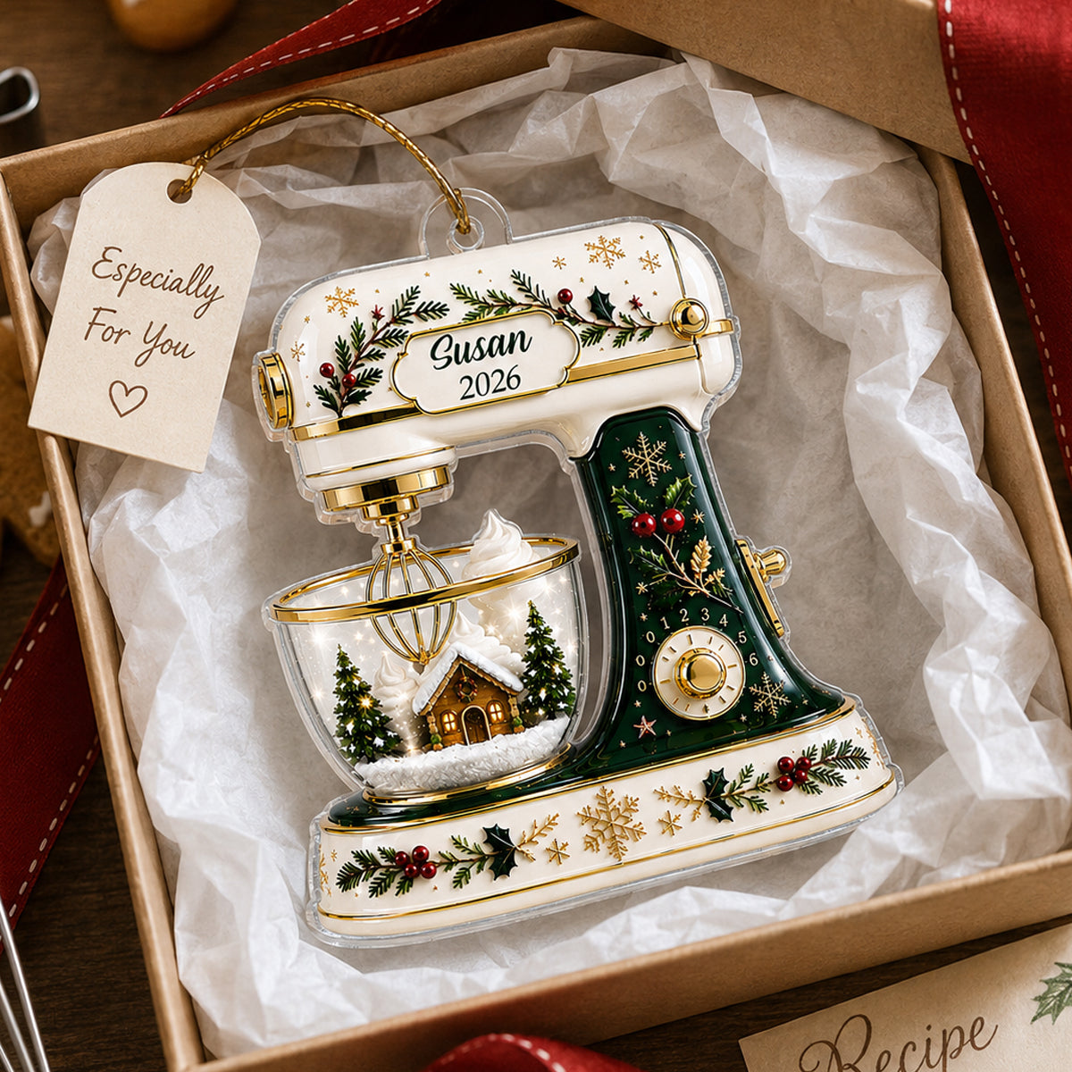 Christmas Baking Mixer - Personalized Acrylic Ornament - Gift for Bakers