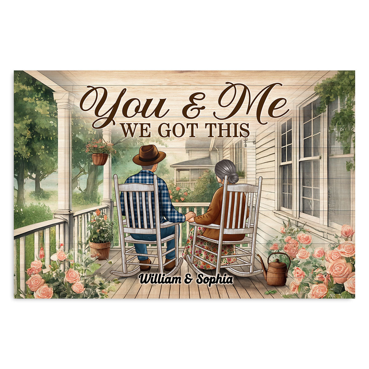 Couple Sitting On The Porch, Growing Old Together Personalized Poster, Heartfelt  Gift For Couple, For Him, For Her, Husband, Wife