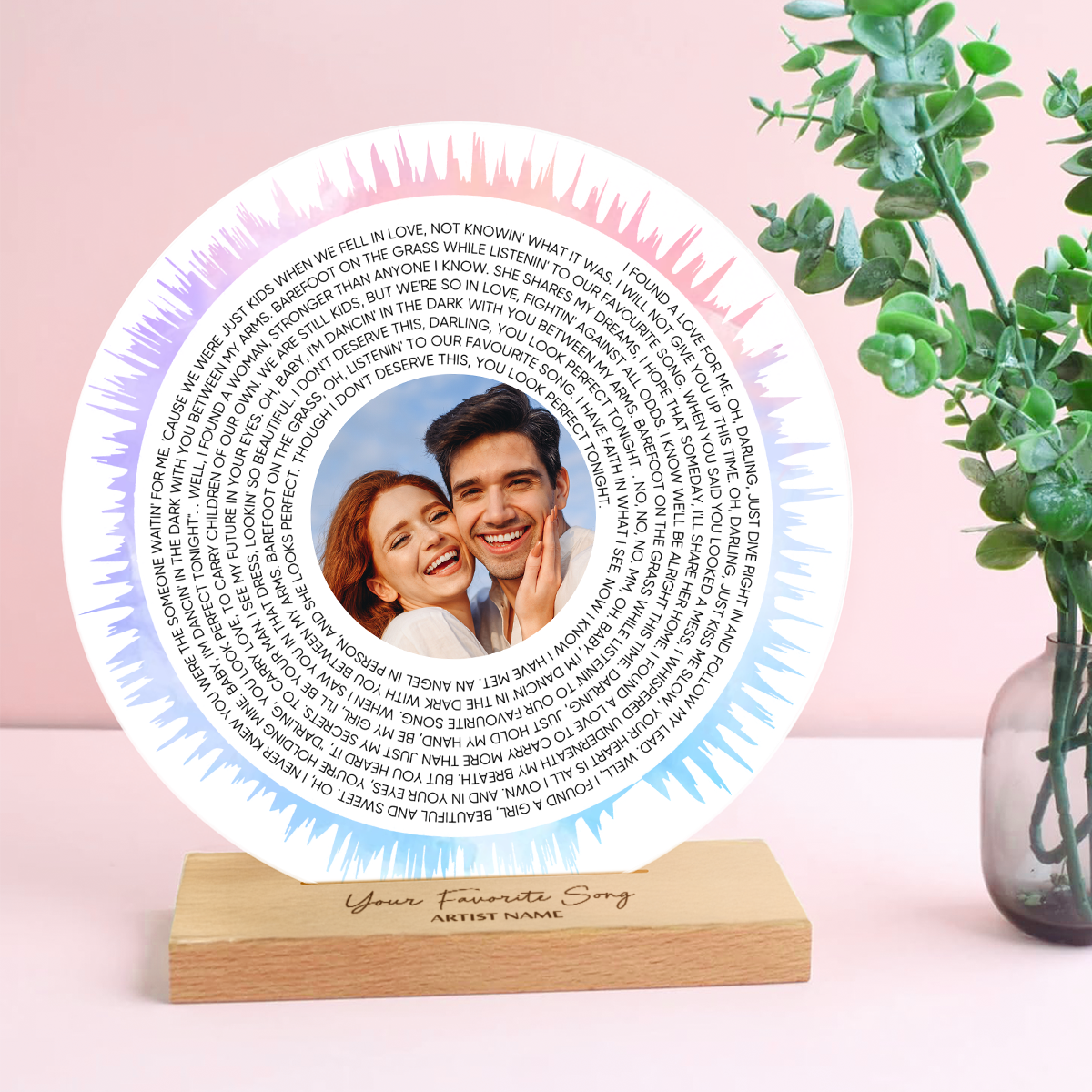 Custom Soundwave Art Spiral Lyrics Personalized Acrylic Song Plaque, Romantic Wedding Gift Anniversary Gift Engagement Gift For Him, For Her