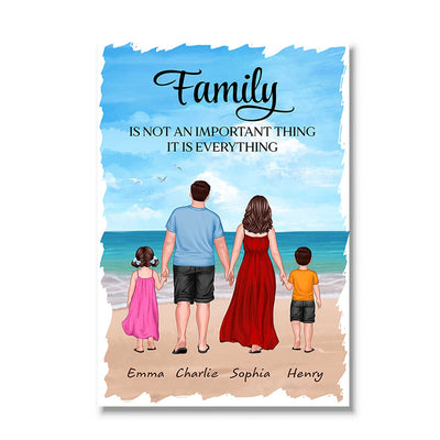 Summer Family Walking Back View Personalized Vertical Poster