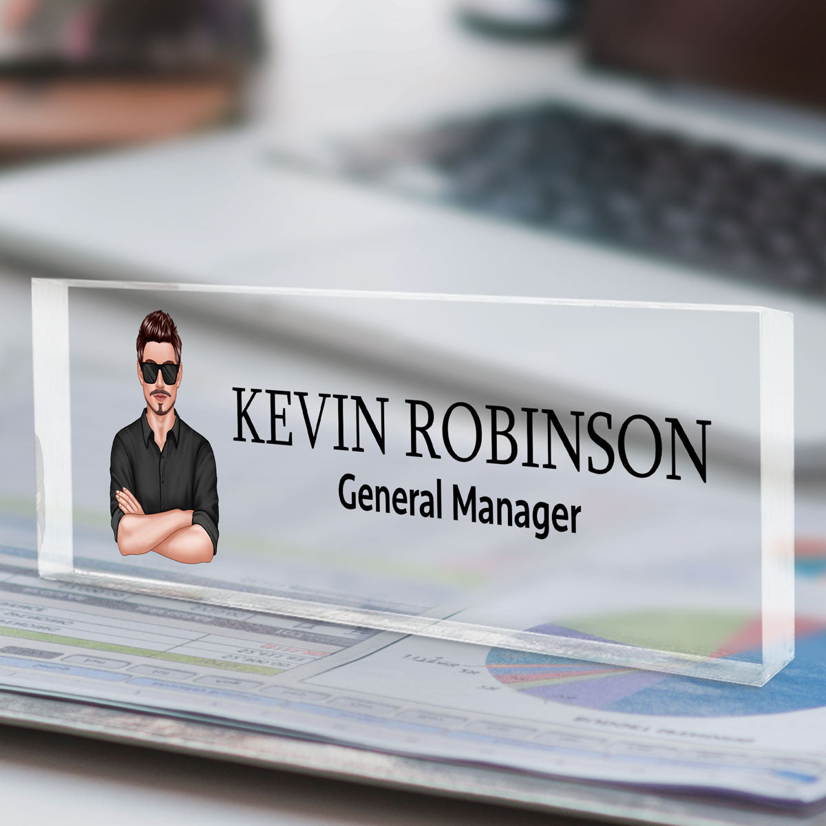 Man Woman Office Personalized Acrylic Desk Name Plate, Office Desk Decor, Gift For Colleagues, Coworkers