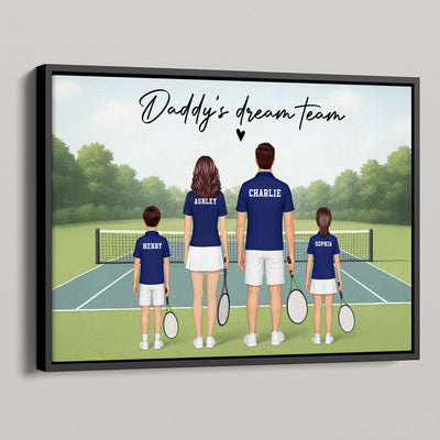 Daddy's Team Tennis Family Back View Personalized Poster, Father's Day Gift