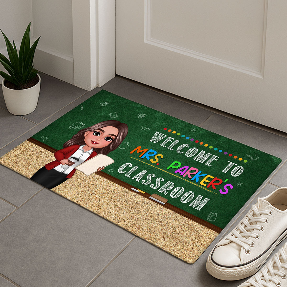 Classroom Green Board Welcome To Classroom Teacher Personalized Doormat