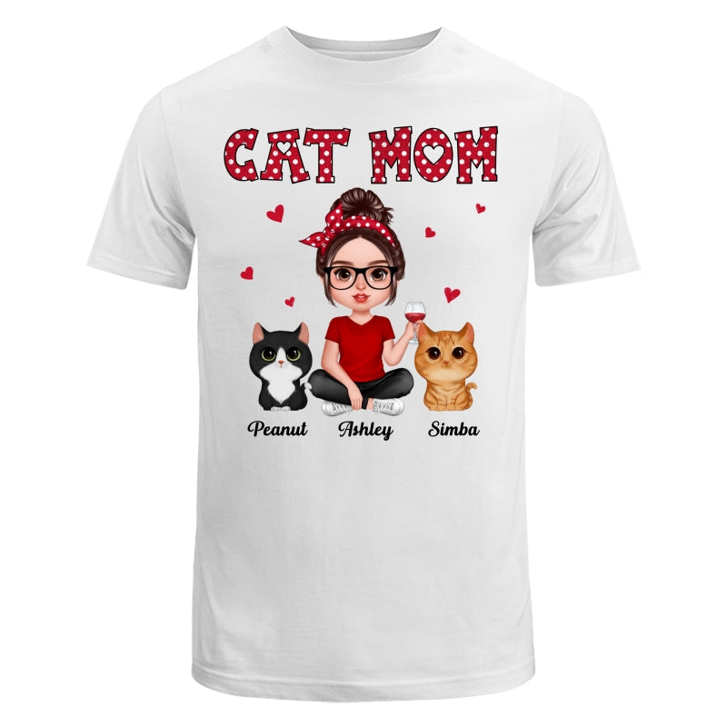 Polka Dot Pattern Realistic Doll Cat Mom Personalized Shirt