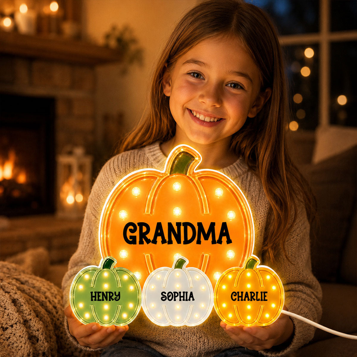Cozy Fall Grandma Pumpkin Patch - Personalized Light Box - Fall Decor For Grandma