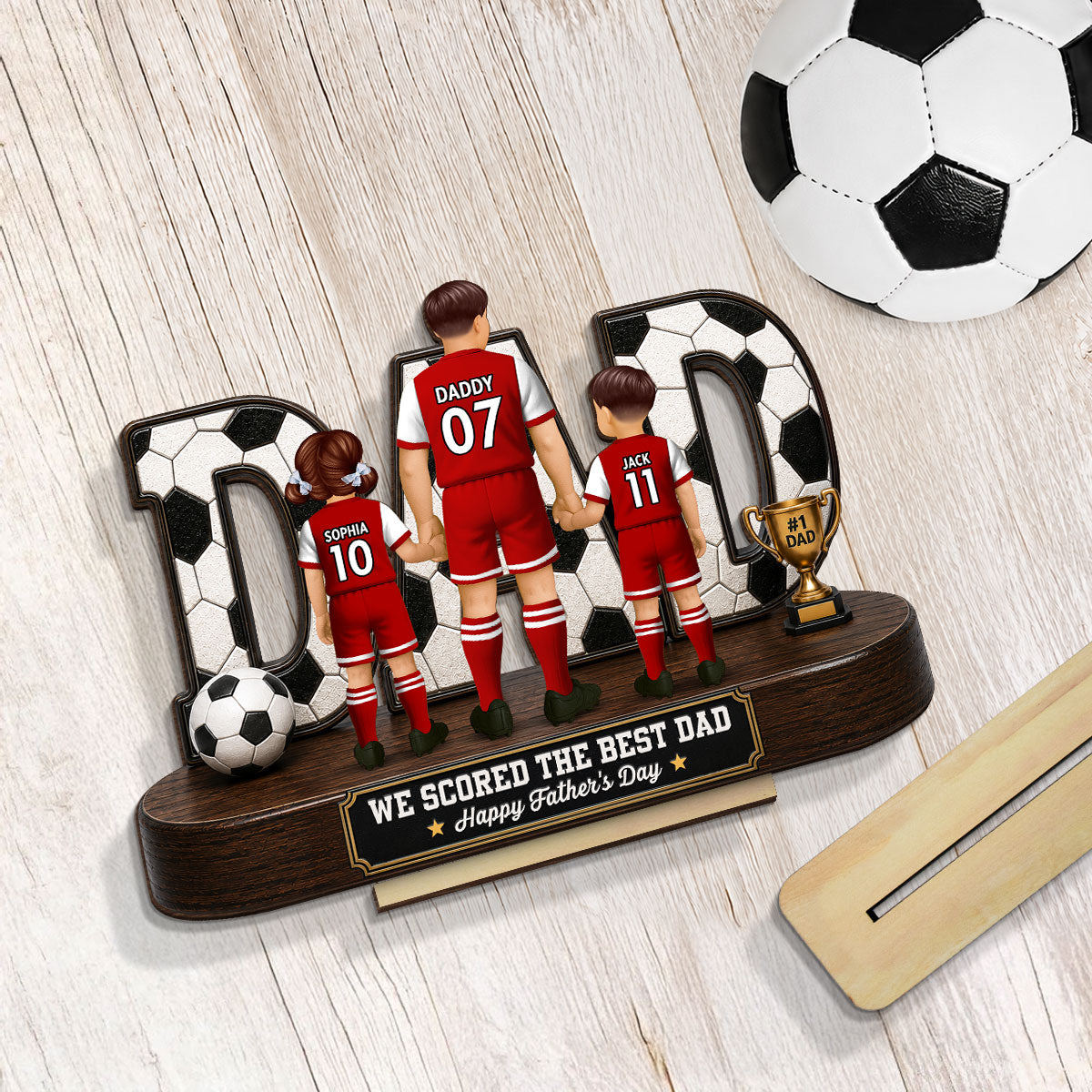 Soccer Dad Legend We Scored The Best Dad Back View - Personalized 2-Layered Wooden Plaque - Father's Day Gift For Dad, Husband, Soccer Lovers