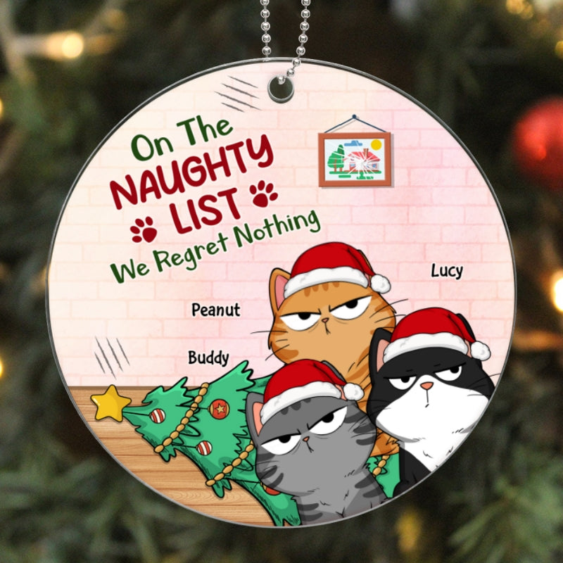 Funny Expression Cats On The Naughty List Personalized Acrylic Ornament