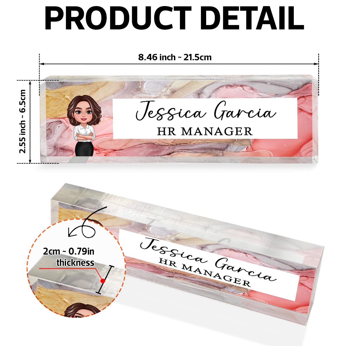 Galaxy Marble Texture Man Woman Office Personalized Desk Name Plate