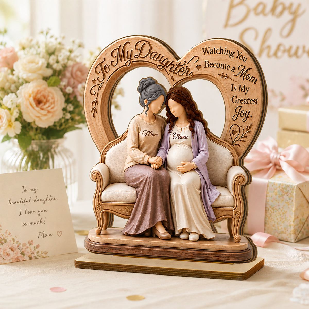 To My Daughter Pregnancy Expecting Mom - Personalized 2-Layered Wooden Plaque - New Mom Gift, Gift For Daughter