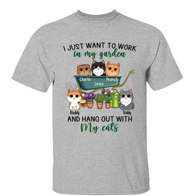 Work In Garden And Hang Out With Cats Cute Cat Vector Personalized Shirt