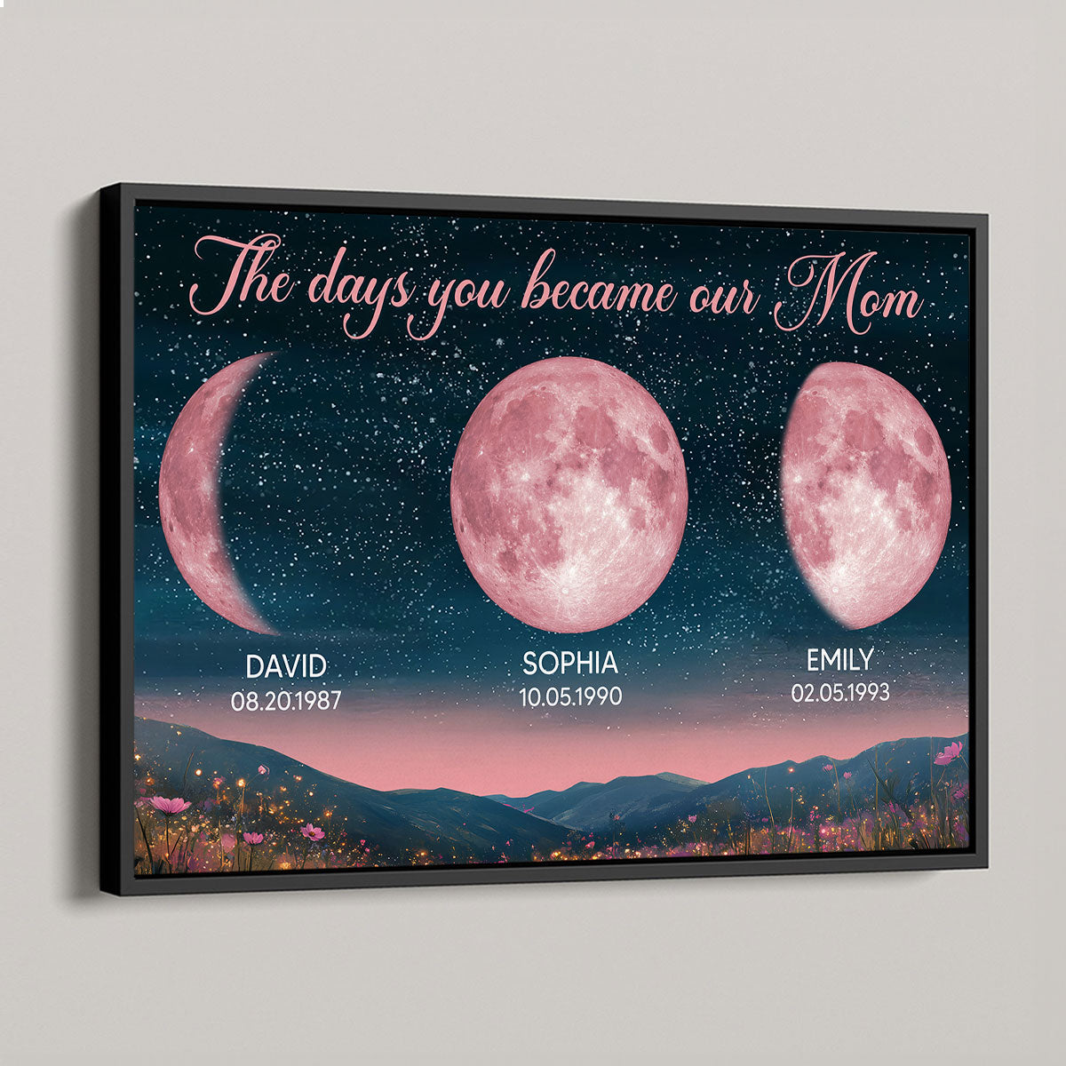 Personalized Birth Moon Poster, Pink Moon Phase | A Heartfelt Gift for Mom’s Birthday, Mother’s Day, or Just Because