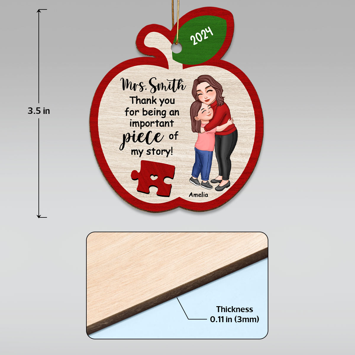 Thank You For Being An Importance Piece Teacher Appreciation Gifts Personalized Wooden Ornament