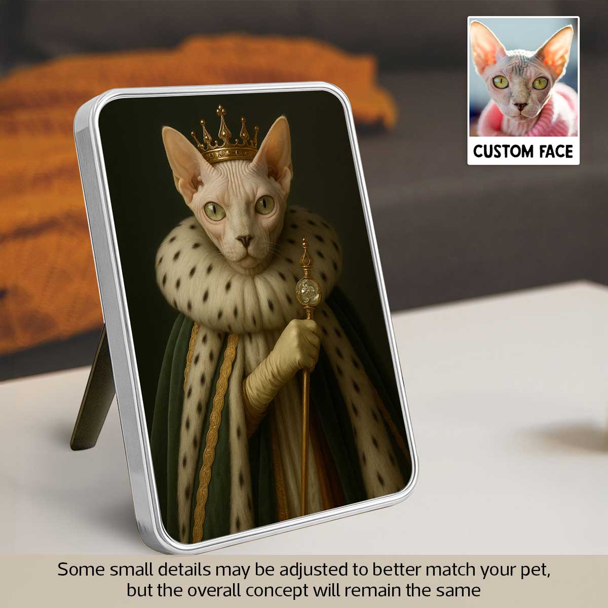 Cat Dog Pet Queen Portrait Custom Personalized Mirrored Picture Frame