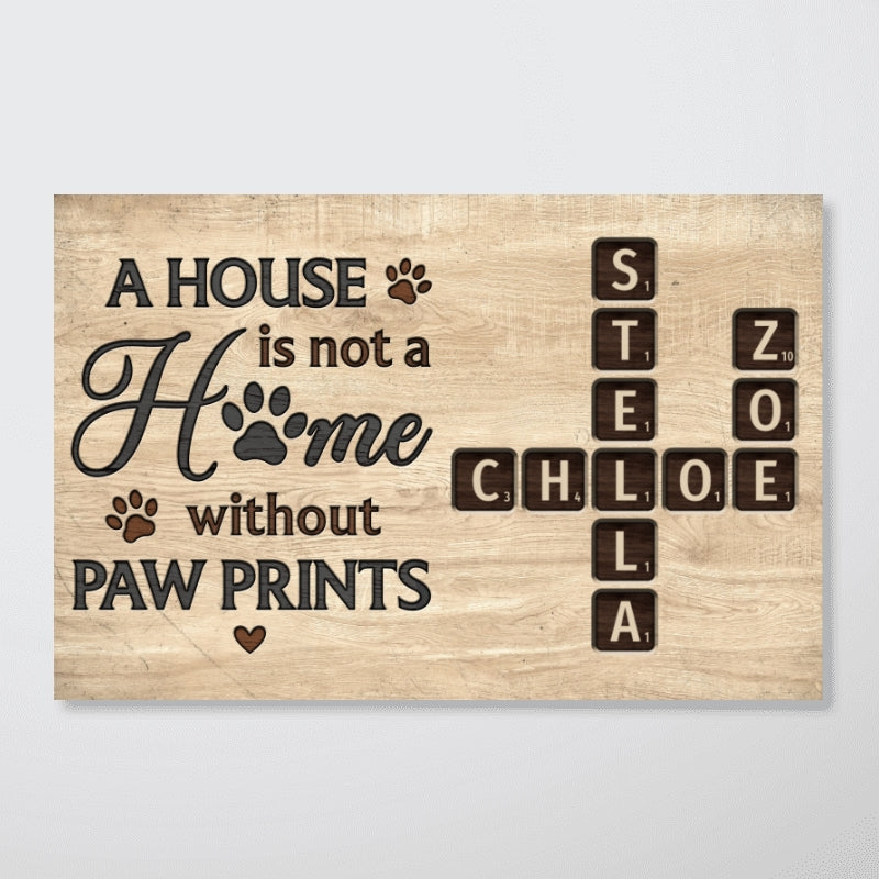 Pet Lover Home Decor Home With Paw Prints Crossword Puzzle Art - Personalized Poster