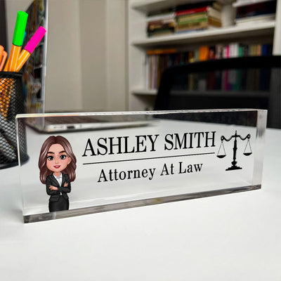 Lawyer Attorney Personalized Acrylic Desk Name Plate, Office Decor, Appreciation Gift, Graduation Gift
