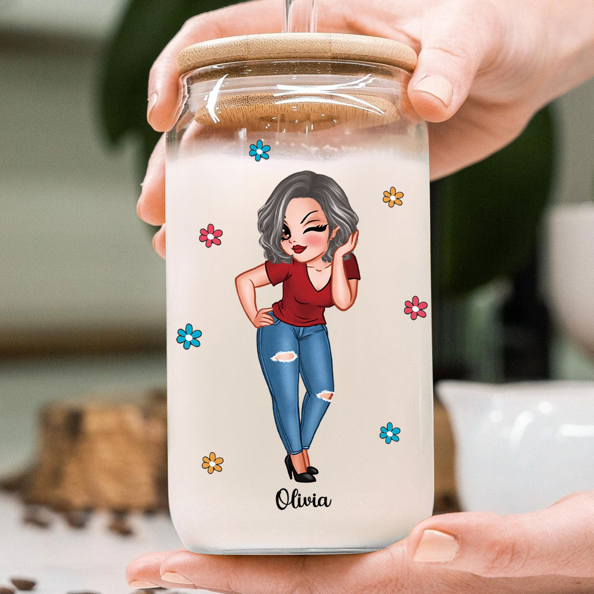First Mom Now Grandma Personalized Clear Glass Can