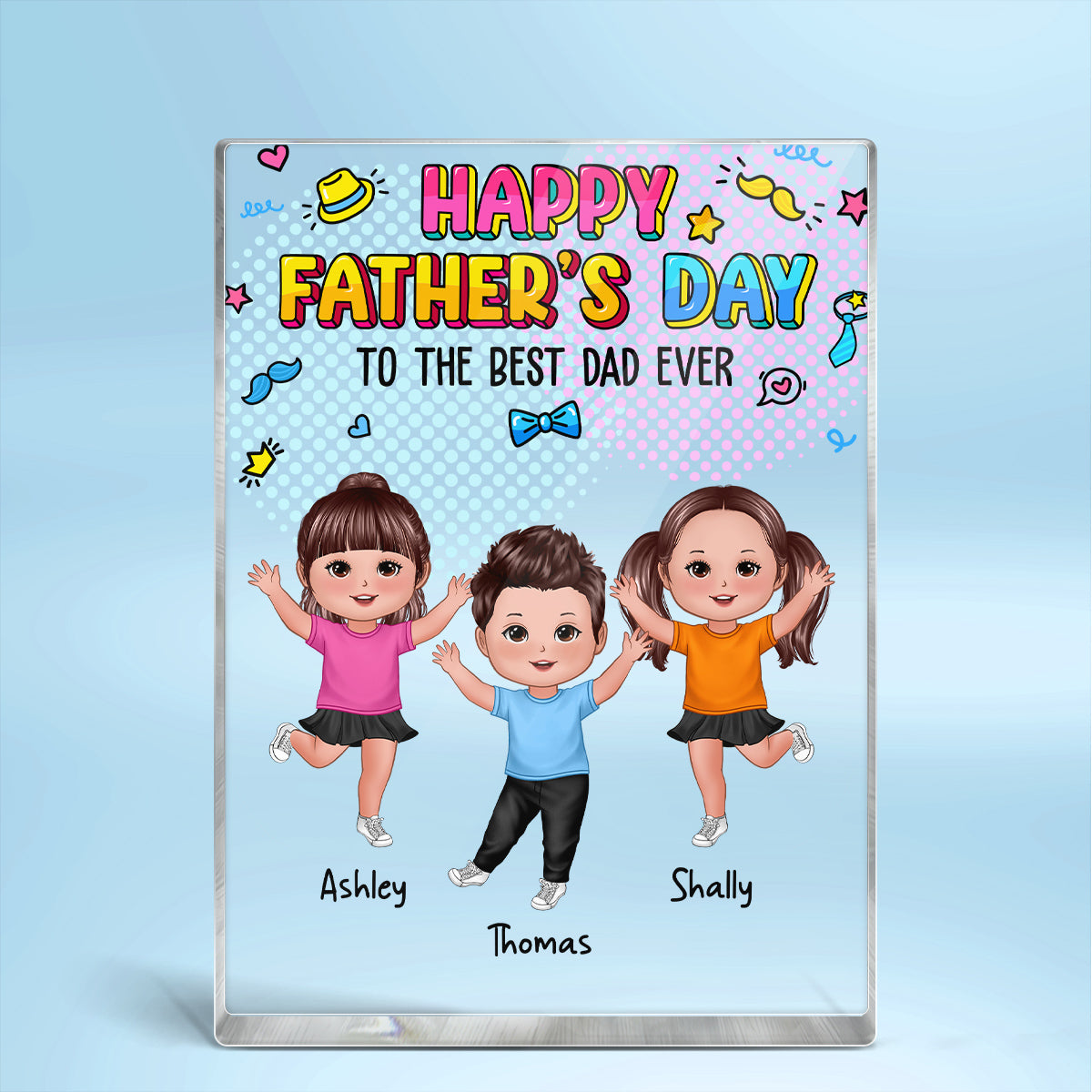 Happy Doll Kids Happy Father‘s Day Personalized Rectangle Acrylic Block Plaque