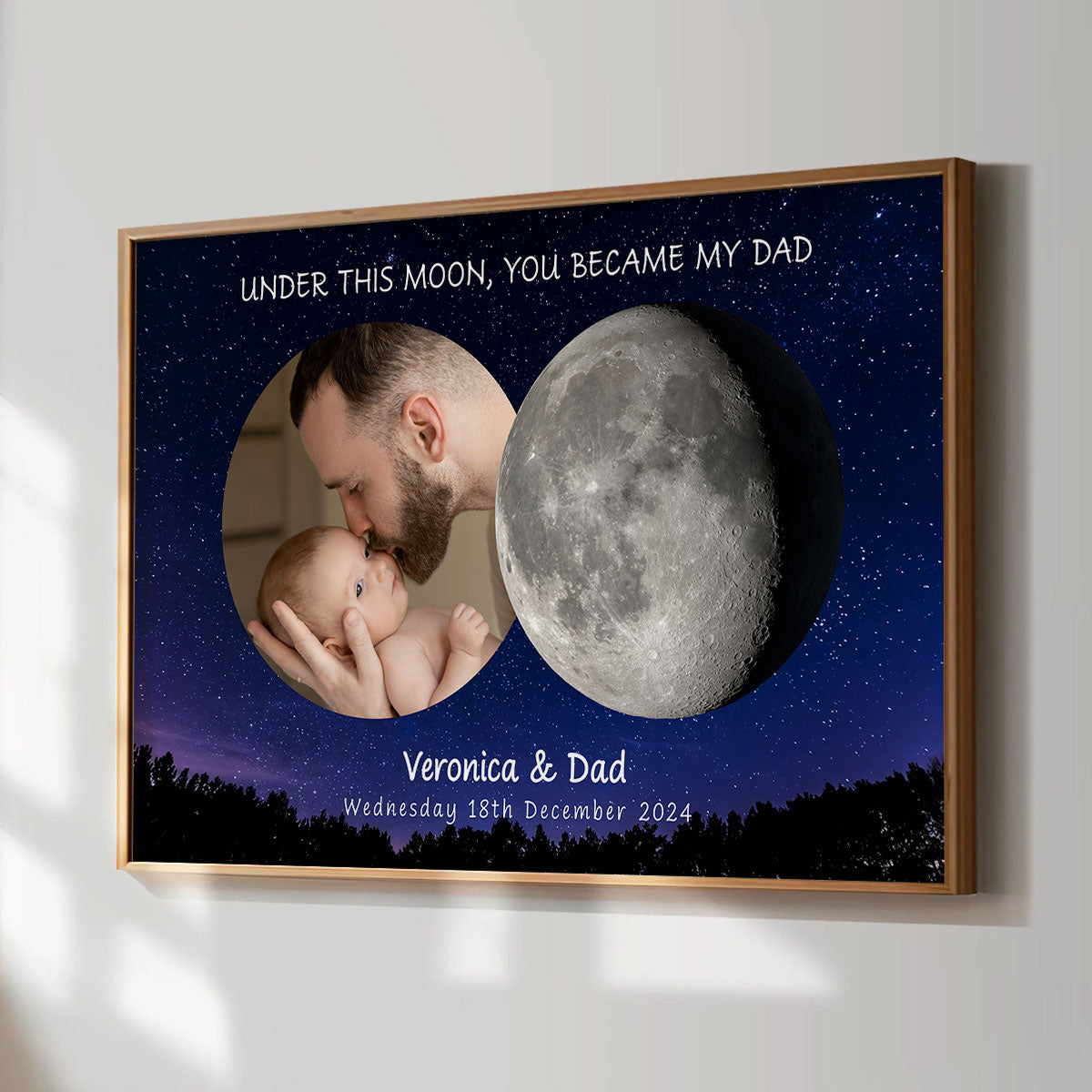 Under This Moon You Became My Mom Dad Moon Phase Art Gift For New Parents Personalized Poster