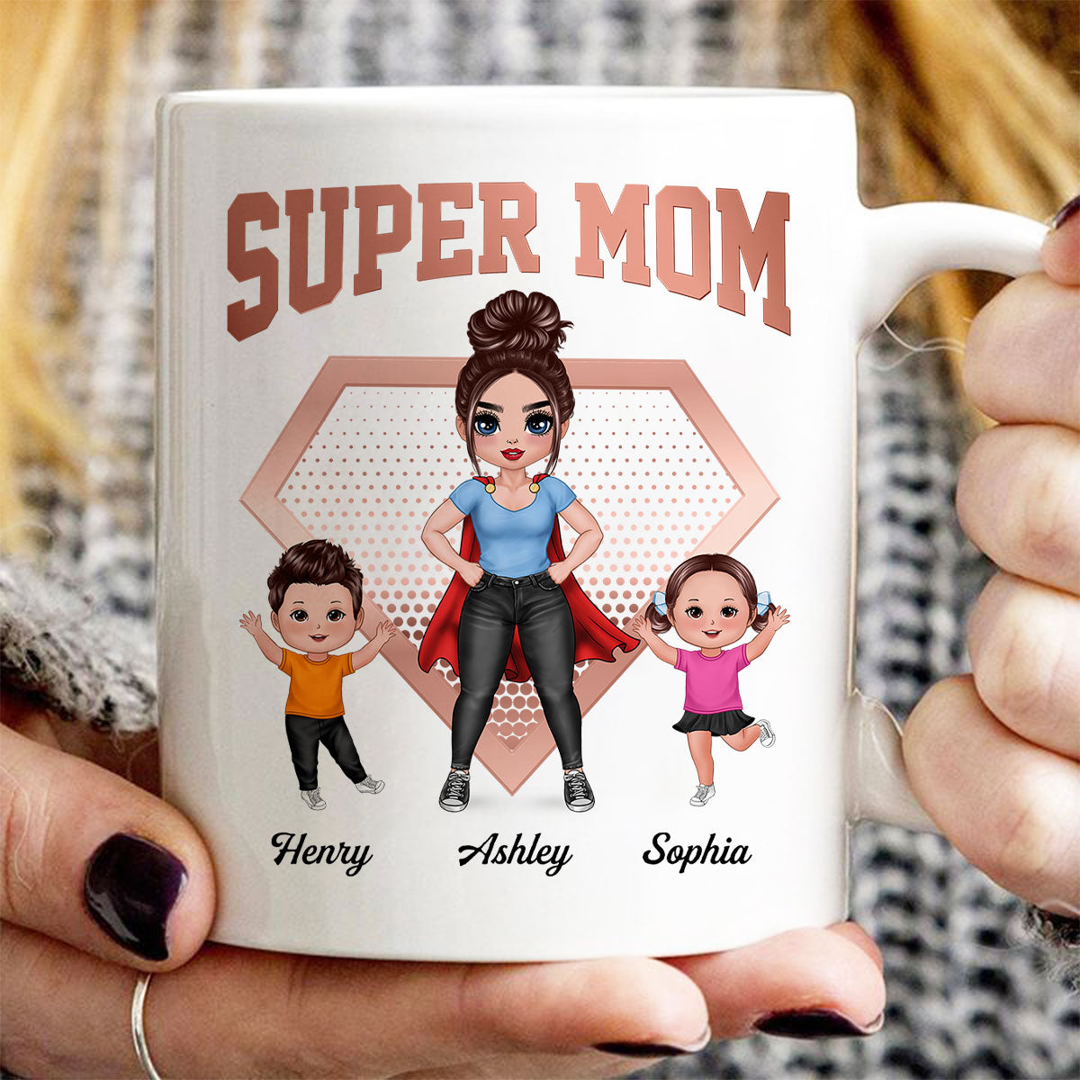 Super Mom Doll Mom & Doll Kids Personalized Mug