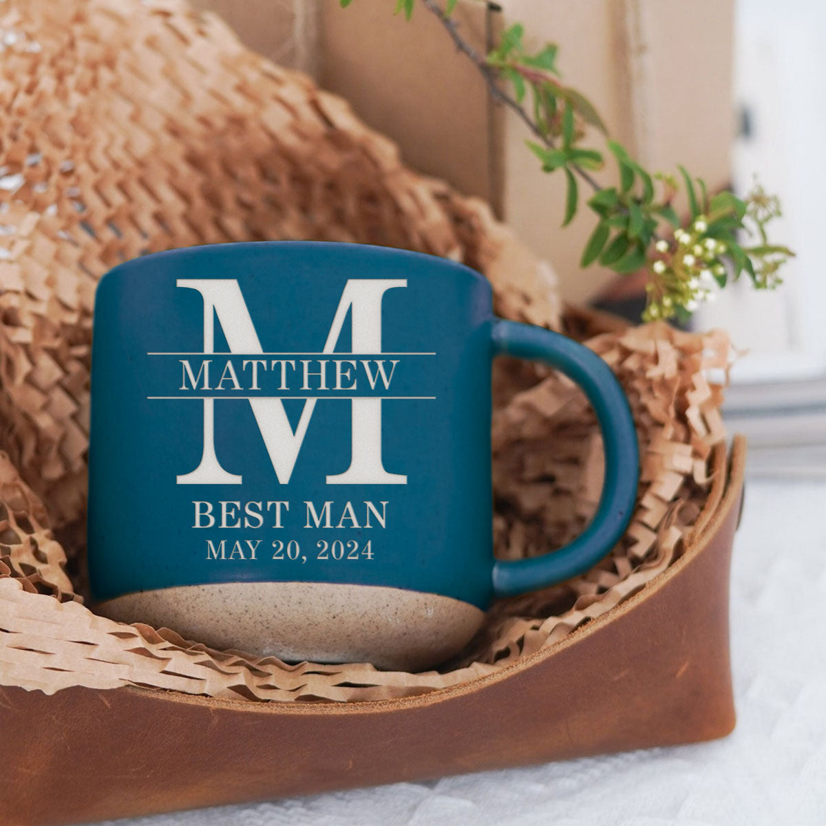 Groom Man Engraved Old Fashion Personalized Pottery Mug, Best Man Gift