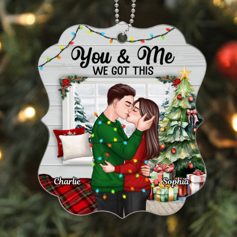 Couple Kissing In Tangle Fairy Light In House Personalized Acrylic Ornament