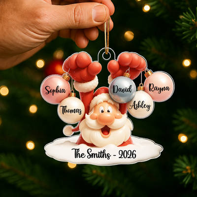 Family Name Christmas Santa Personalized Ornament, Gift for Family, Acrylic Ornament