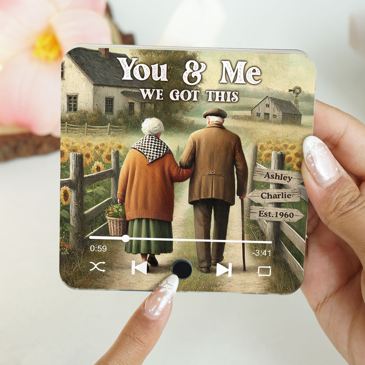 Eternal Love Couple Growing Old Together Personalized Bluetooth Music Fridge Magnet, Heartfelt 2025  Gift For Couple, For Him, For Her, Boyfriend, Girlfriend, Husband, Wife