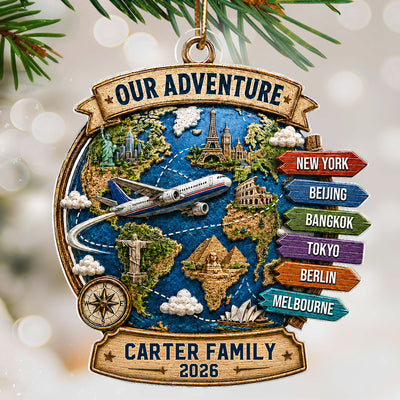 Trending Travel Adventure - Personalized Acrylic Ornament - Gifts For Couple, Family
