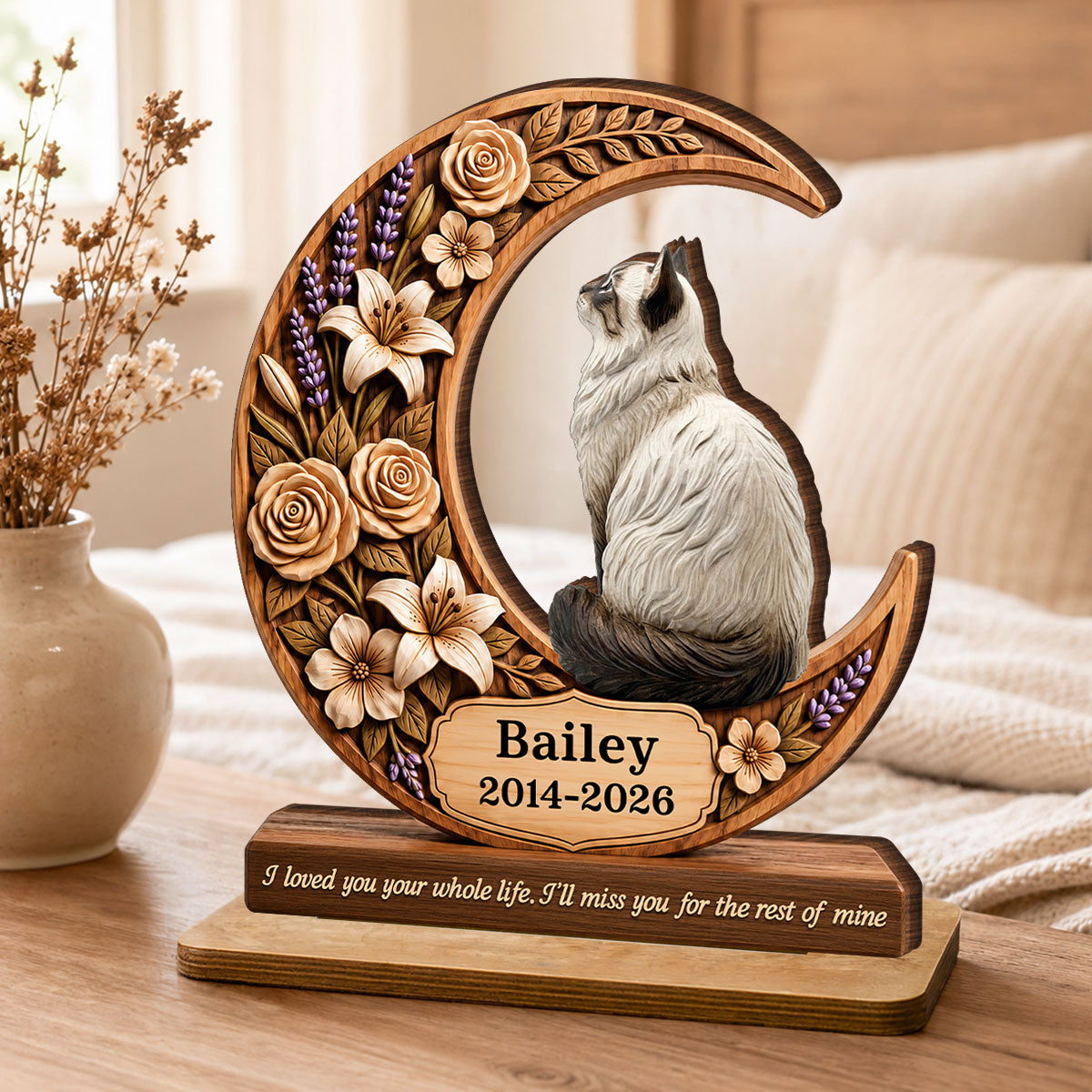 I Loved You Your Whole Life Pet Memorial - Personalized 2-Layered Wooden Plaque - Heartfelt Sympathy Gift for Dog Cat Lovers
