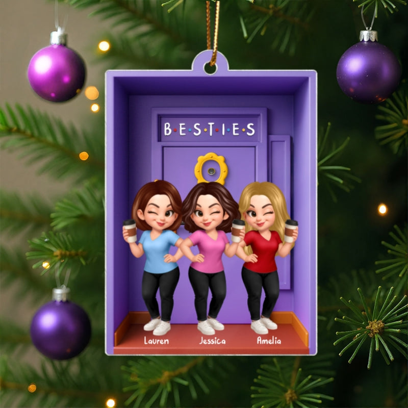 Besties Purple Door Entryway 3D Effect Personalized Acrylic Ornament, Gift for Best Friends, Besties, Sisters