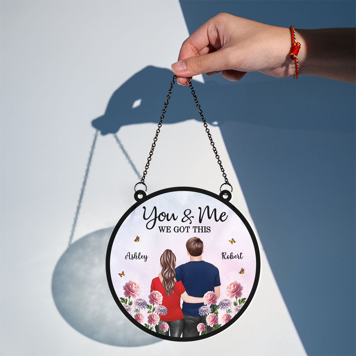 Couple Birth Month Flowers Personalized Suncatcher, Gift For Couple, Gift For Her