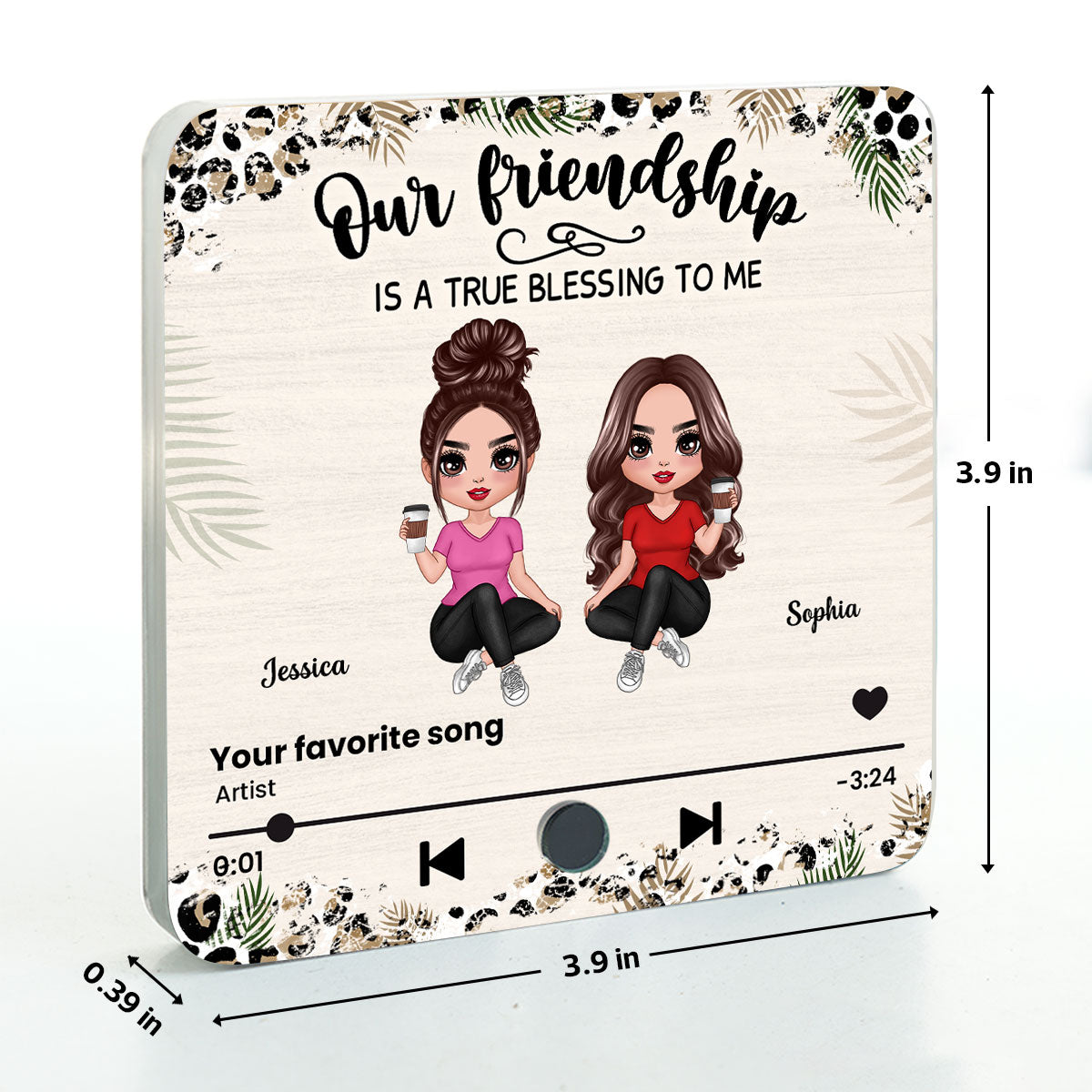 Our Friendship Is A True Blessing Besties Song Personalized Music Fridge Magnet