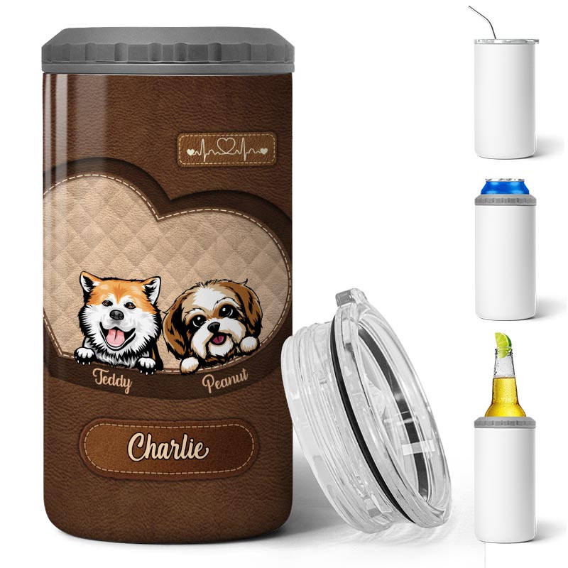 Peeking Dog Tumbler Personalized 4 In 1 Can Cooler - Fits Most 12oz Cans - Christmas Gift For Dog Mom Dog Dad