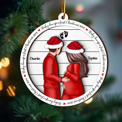Baby Bump's First Christmas, Growing Family, Personalized Pregnancy 2-Layer Wooden Ornament