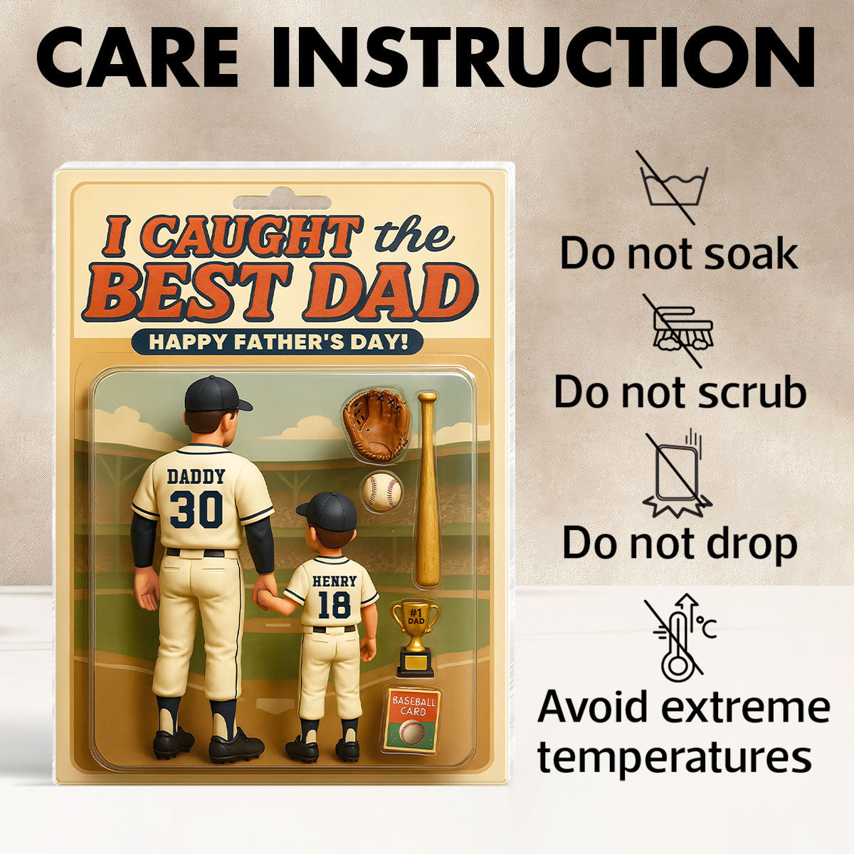 We Caught the Best Dad Baseball Custom Figure Personalized Acrylic Block Plaque, Father's Day Gift for Dad, Gift for Husband