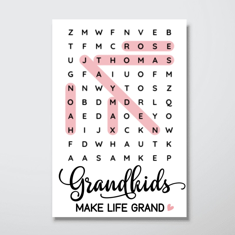 Grandkids Make Life Grand Word Search - Personalized Poster - Mother's Day Gift For Grandma