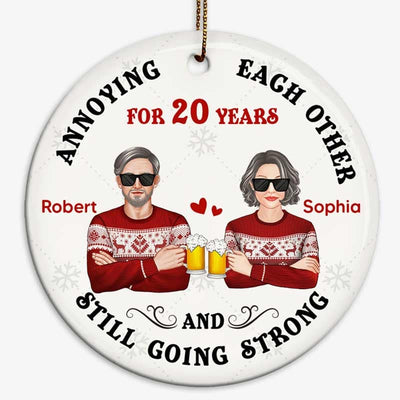 Couple Annoying Each Other Funny Christmas Gift Personalized Circle Ornament
