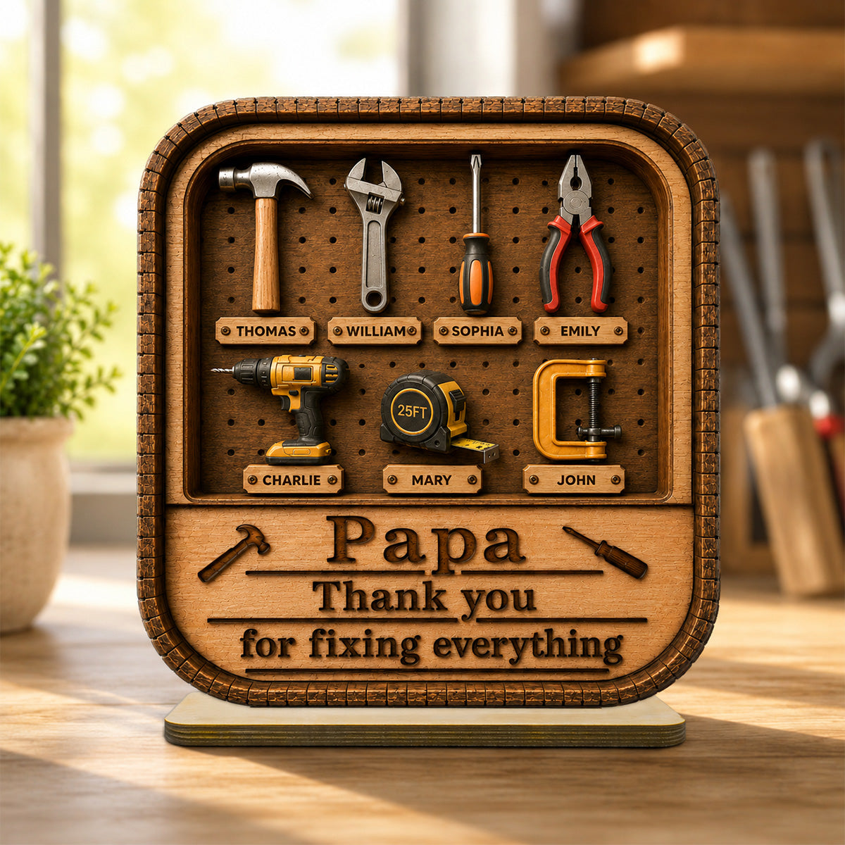 Dad Grandpa Tool Box - Personalized 2-Layered Wooden Plaque - Father's Day Gift For Dad, Husband